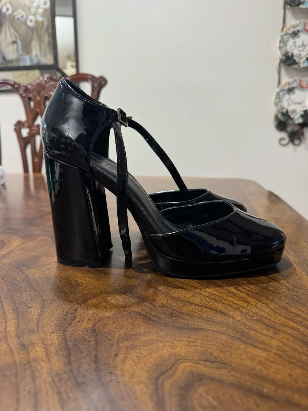 Madden Girl Black Patent Mary Jane Platform Heels